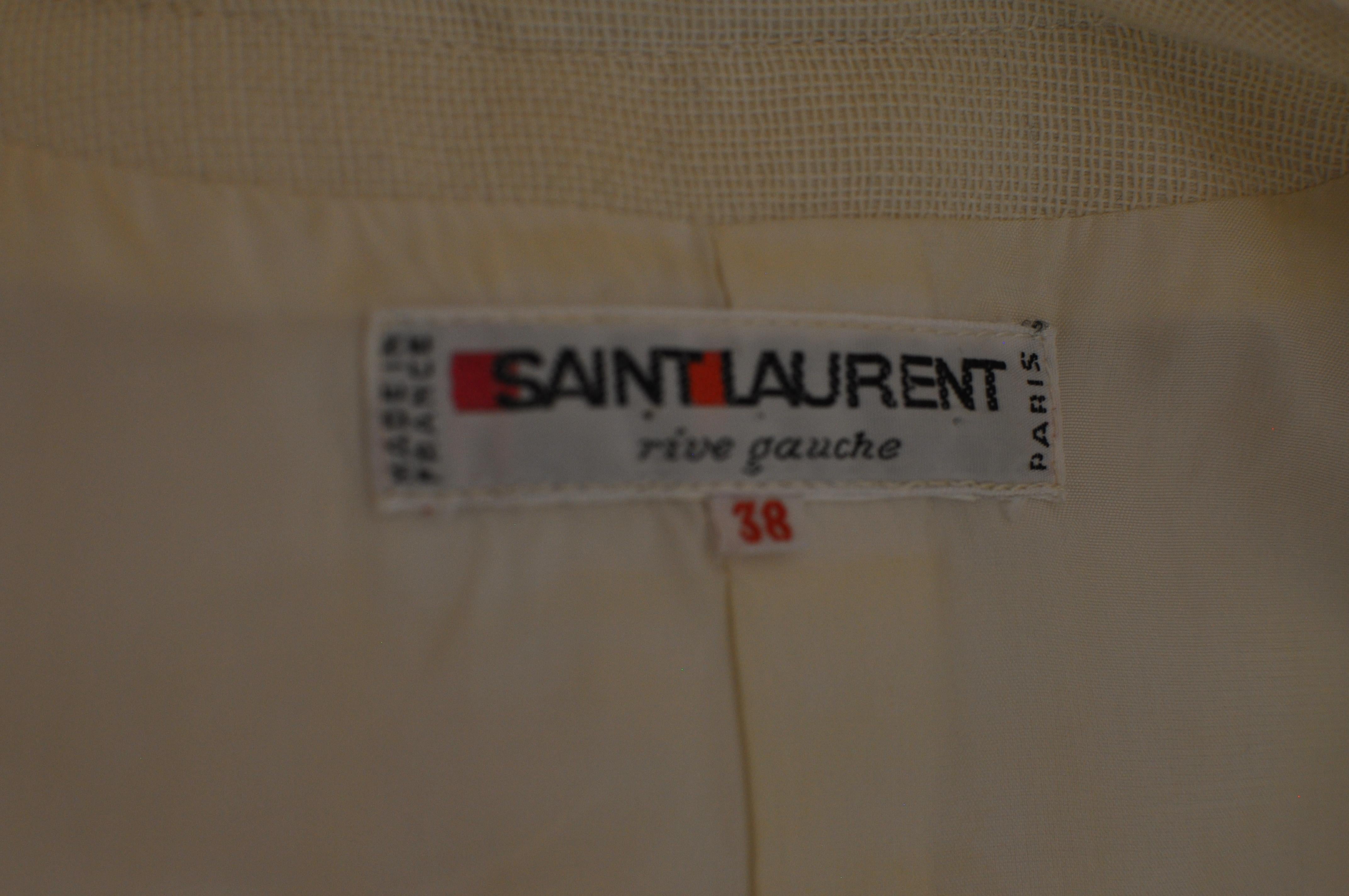 Women's Yves Saint Laurent RG Off White Jacket, 1980s 