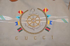 1980s Gucci Khaki Canvas and Brown Leather Nautical Bag 002-115-00207