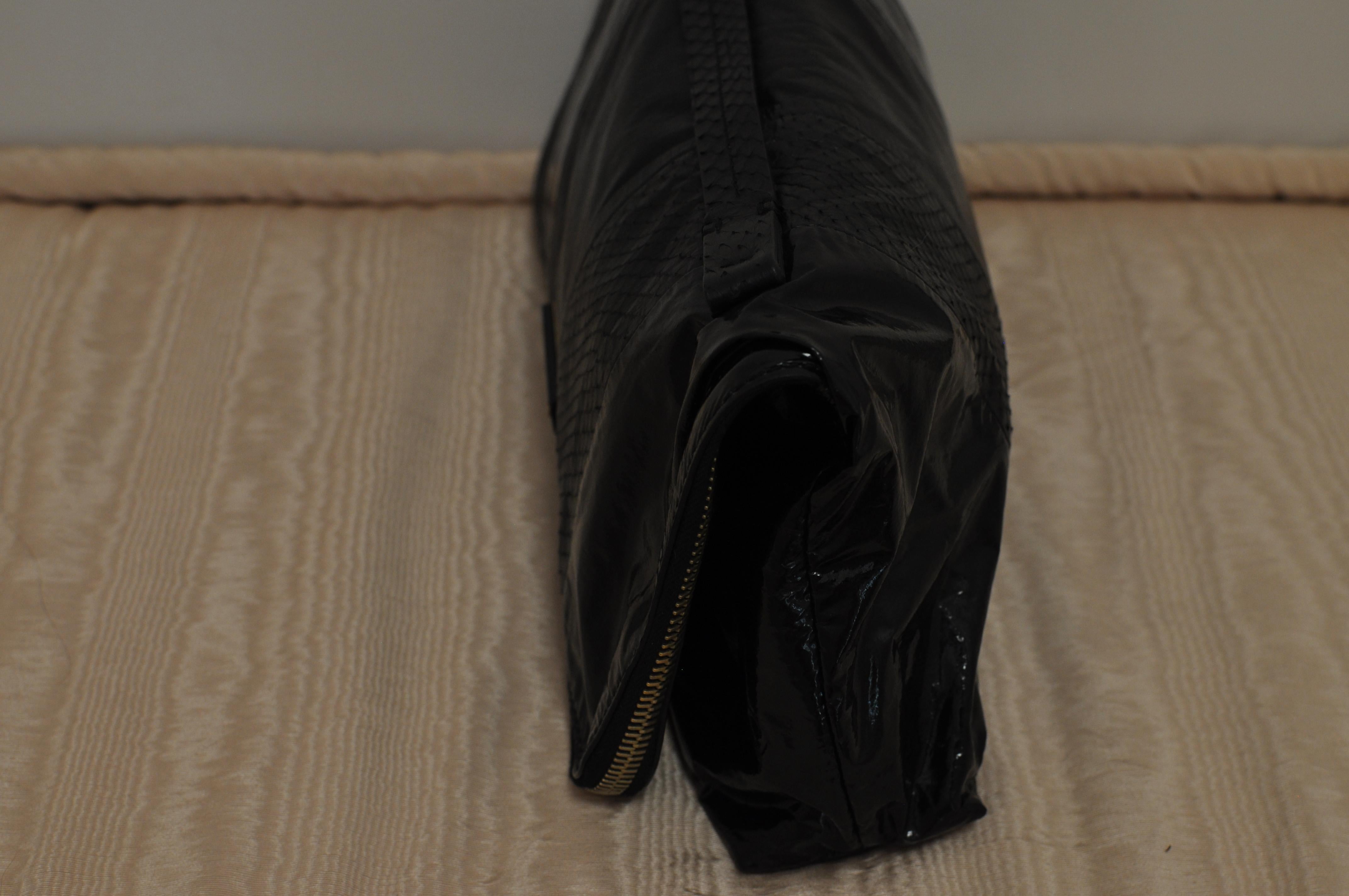 Lanvin Black Patent Leather and Reptile Foldover Handbag 41402, circa 2015 2