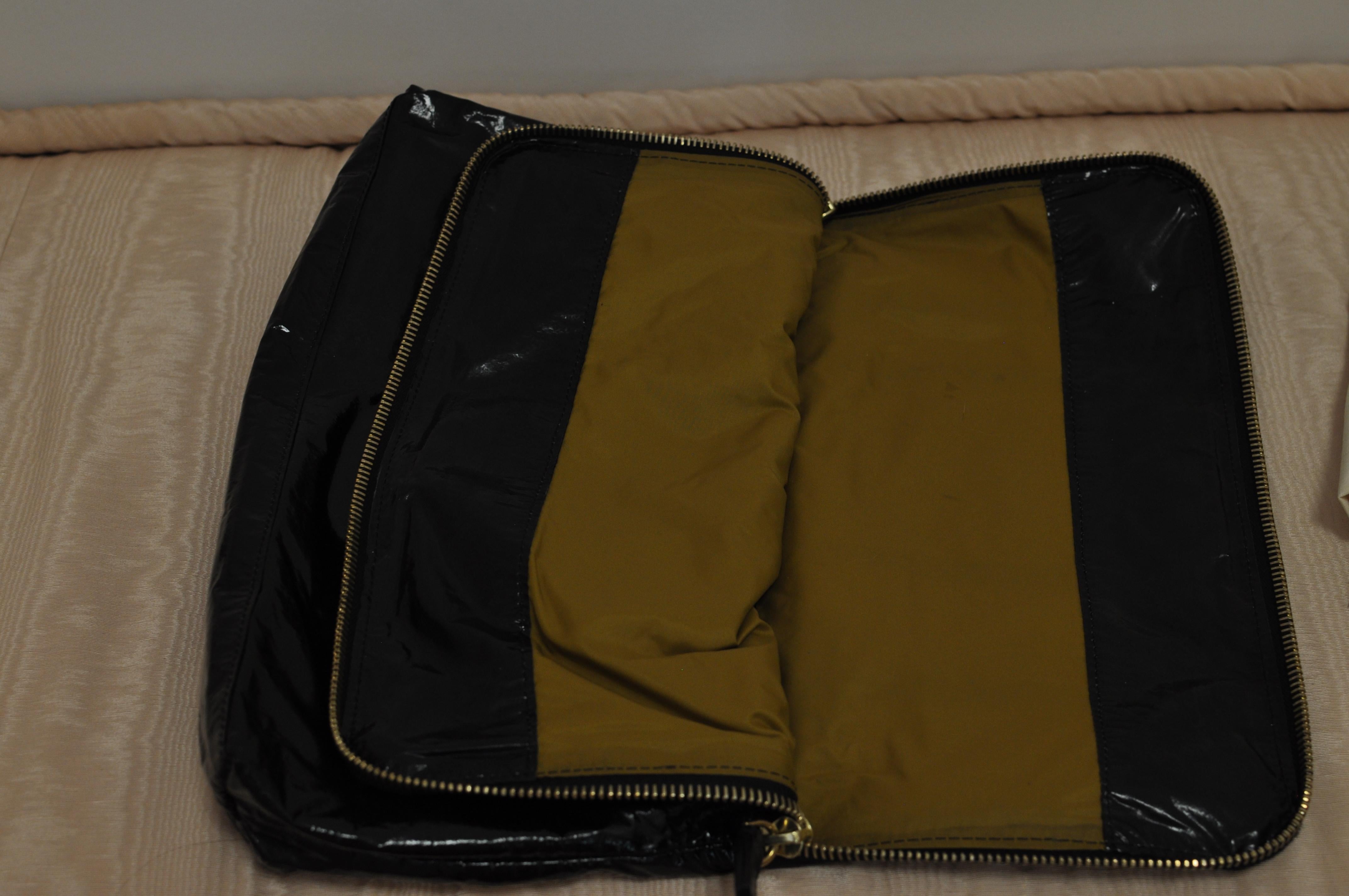 Lanvin Black Patent Leather and Reptile Foldover Handbag 41402, circa 2015 3