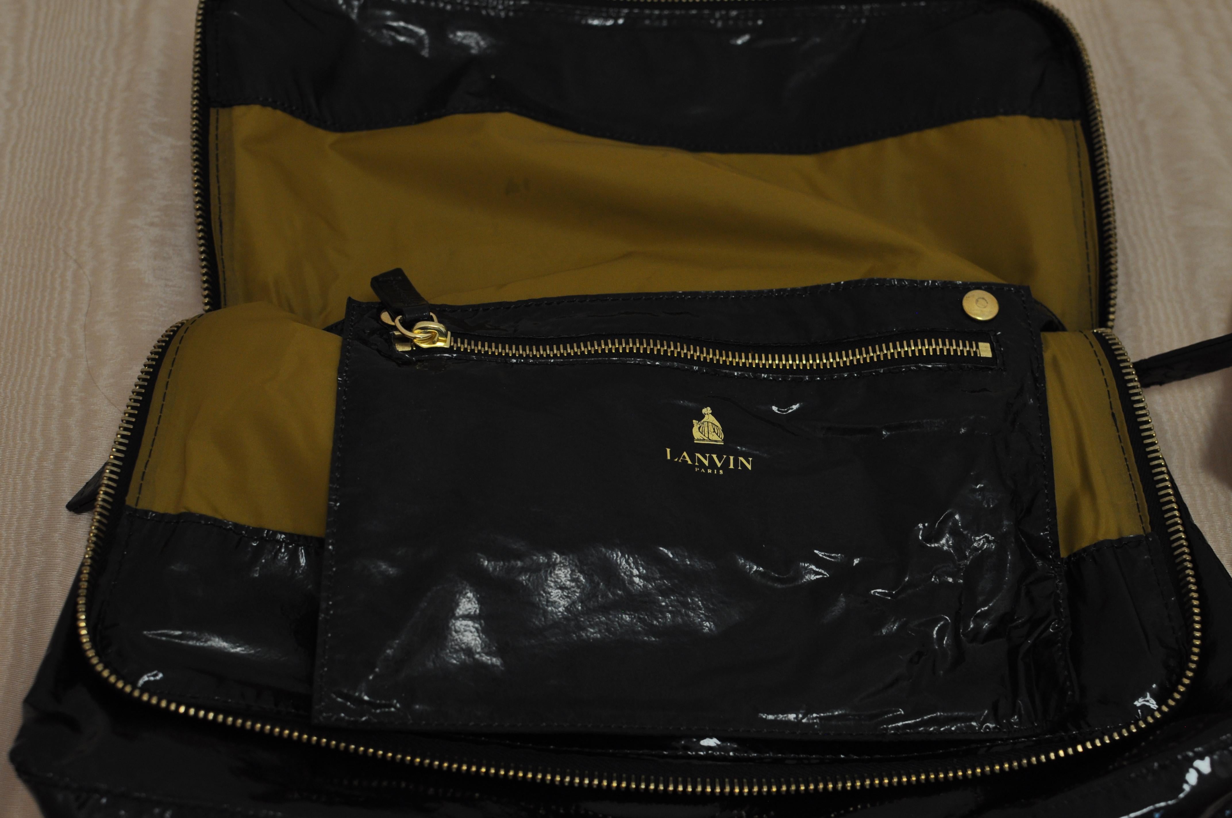 Lanvin Black Patent Leather and Reptile Foldover Handbag 41402, circa 2015 4