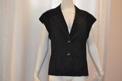 Escada  Black Cotton Vest with Lace-Up Detail (44 Germany)