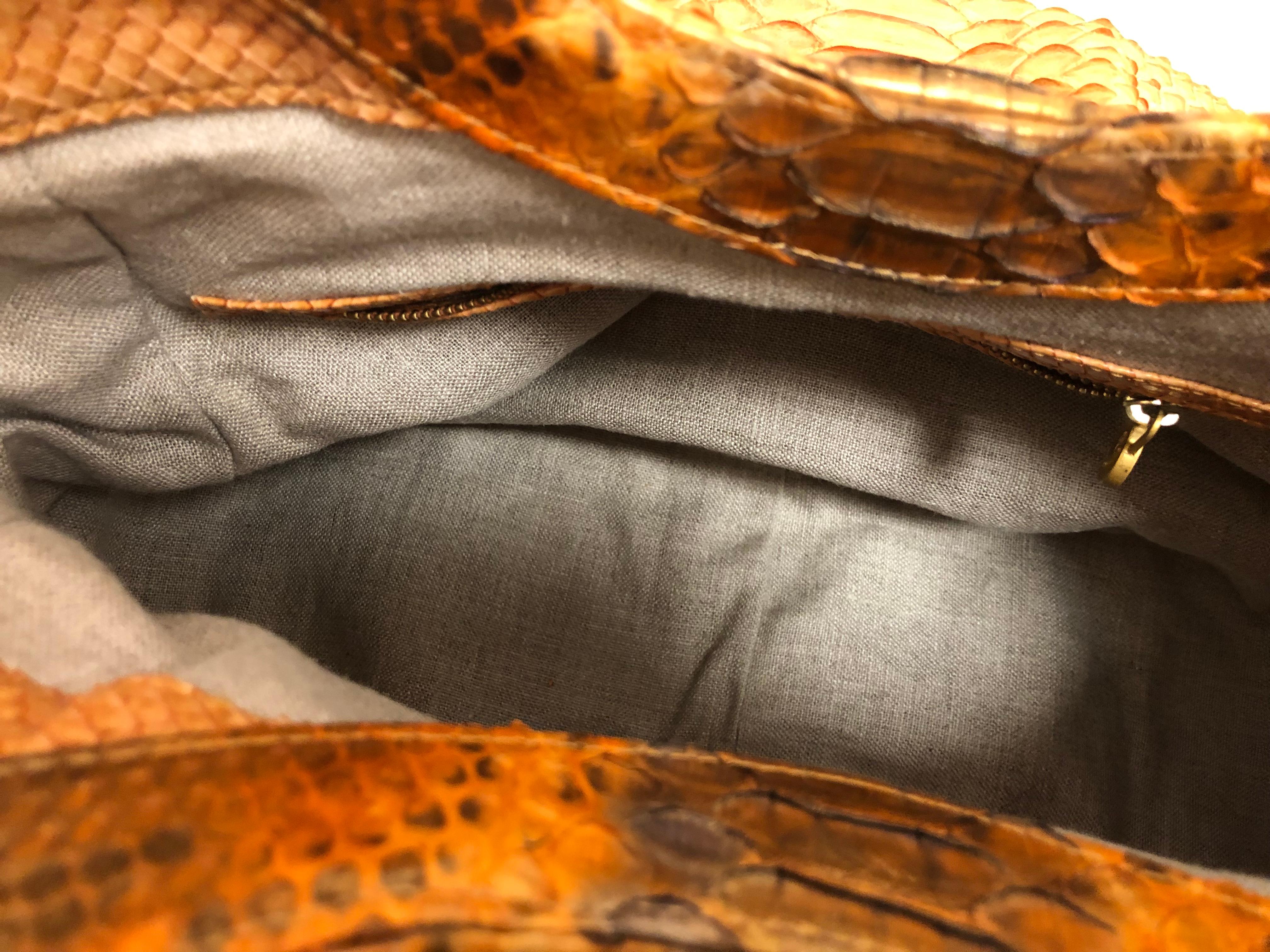 LAI Pumpkin Colored Python Handbag 1