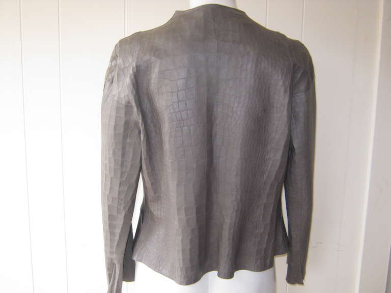 Giorgio Armani Croc Print Leather Jacket In Excellent Condition In Port Hope, ON