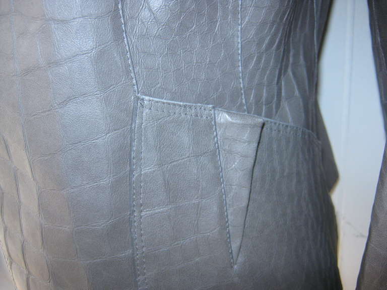 Giorgio Armani Croc Print Leather Jacket 1