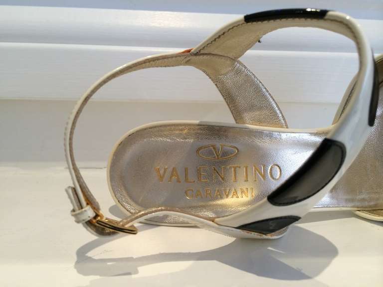 Valentino White patent Sandals with Black Polka Dots 4