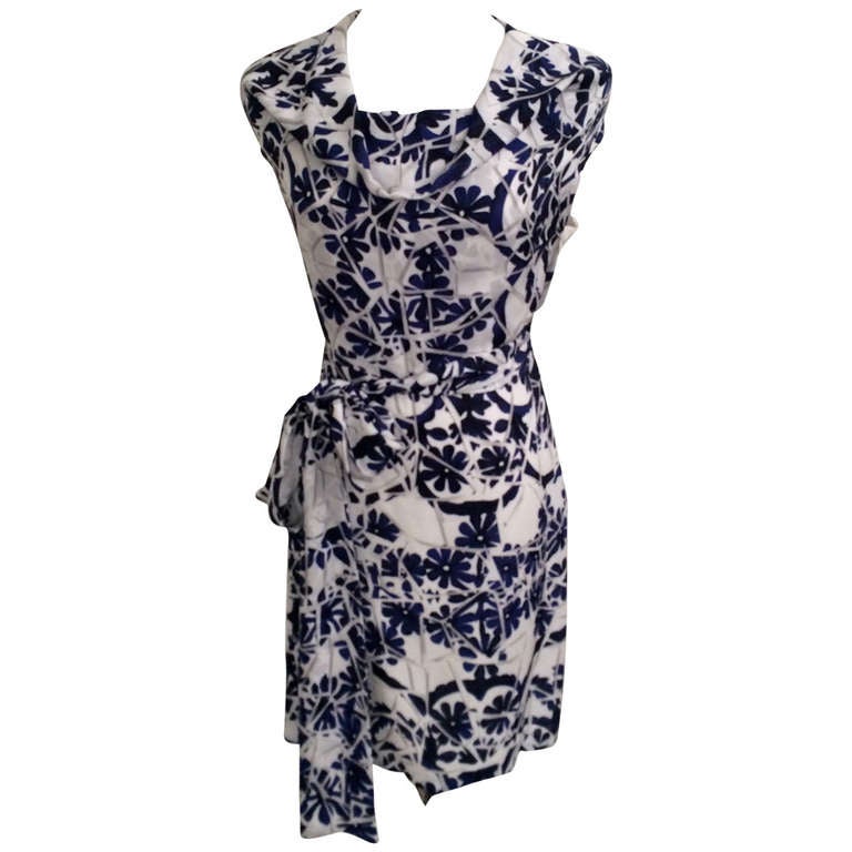 Navy and White Unique Floral Gucci Dress