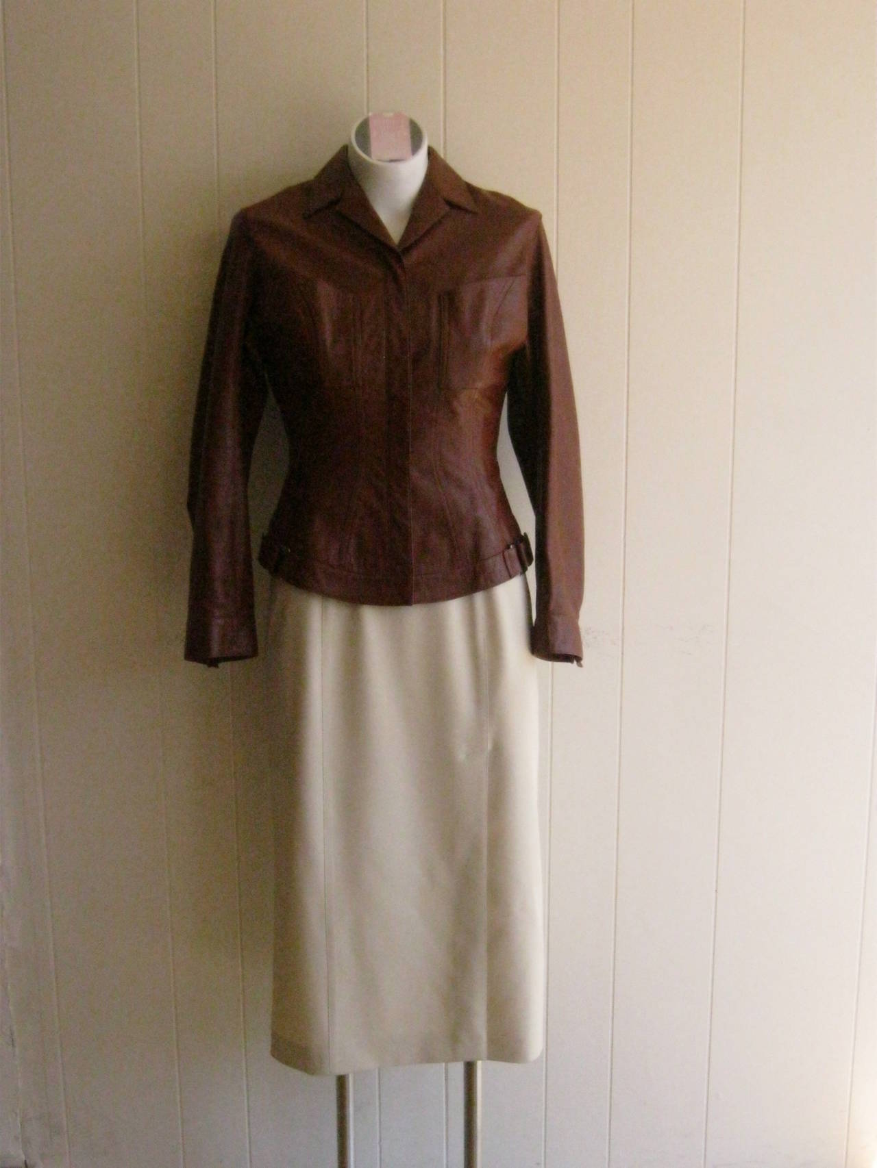 Thierry Mugler 1990s Halter Dress with Leather Trim and Leather Jacket (38 Fr) In Excellent Condition In Port Hope, ON