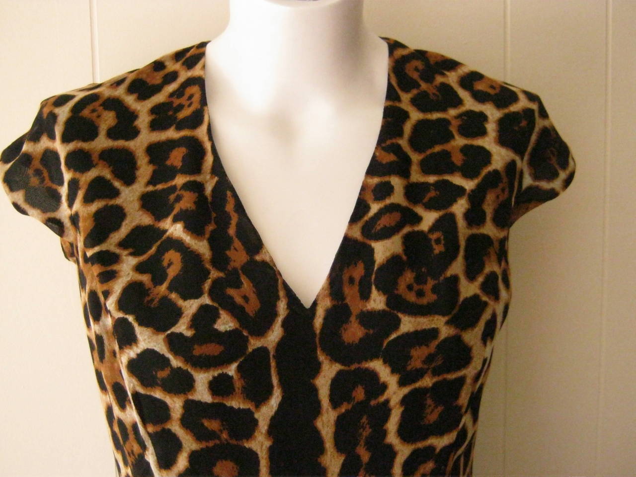 Women's Yves Saint Laurent Leopard Silk Print Dress (40 Fr)