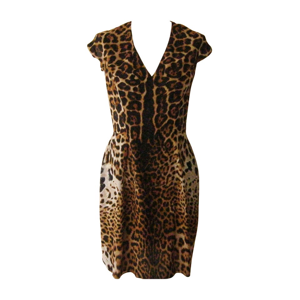 Yves Saint Laurent Leopard Silk Print Dress (40 Fr) at 1stDibs