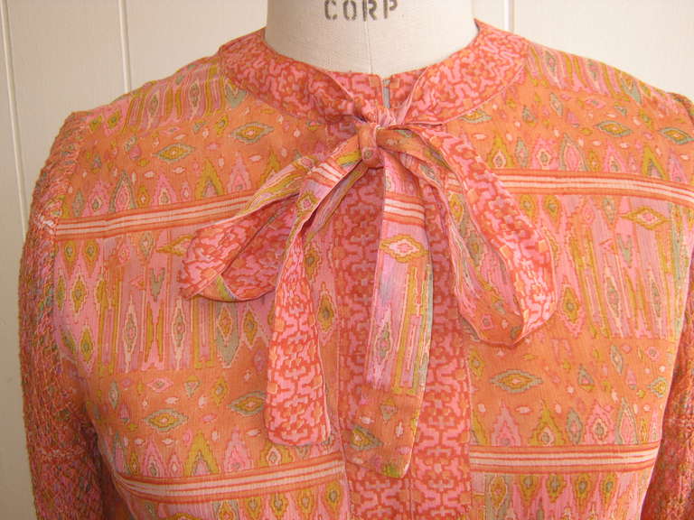 Brown 1970s Tracey Lowe Silk Chiffon Boho Dress