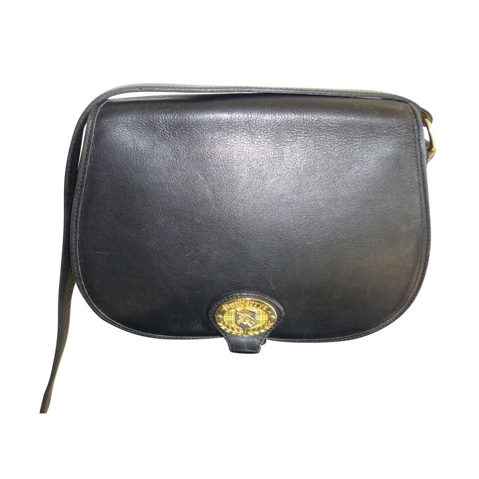 Vintage Burberrys Black Leather Crossbody Handbag at 1stDibs