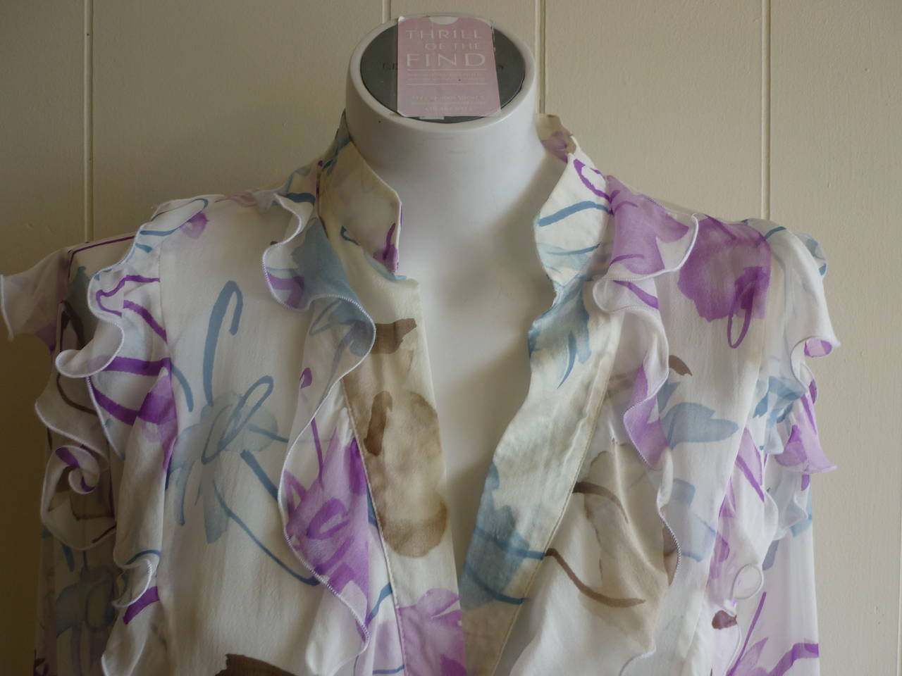 1990s Valentino Sheer Silk Signed Blouse In Excellent Condition In Port Hope, ON