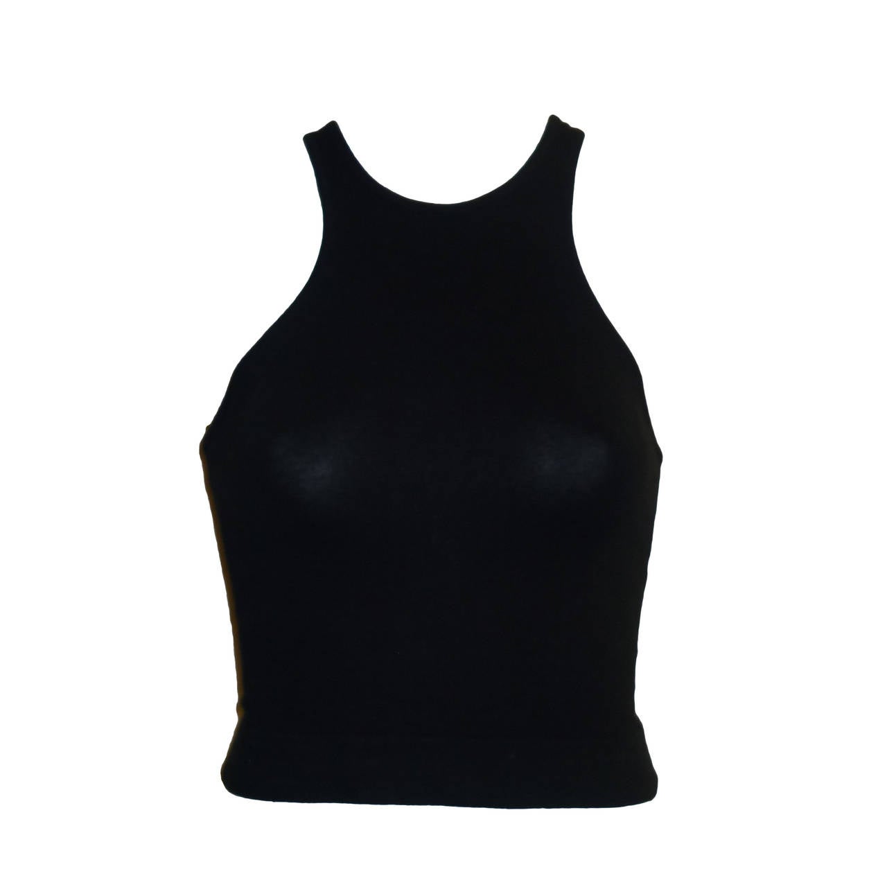 1990s Herve Leger Black Racerback Crop Top