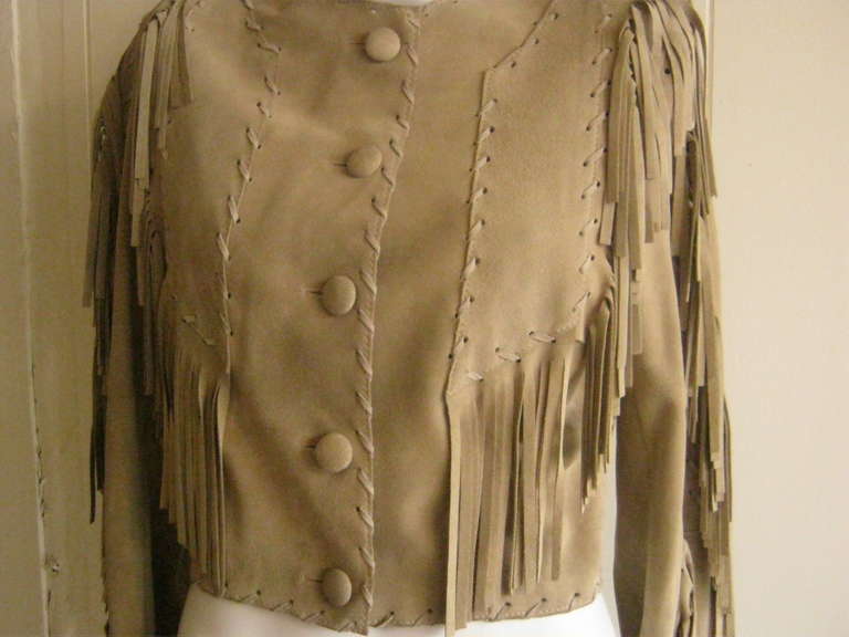 1980s Moschino Leather Fringed Suede Jacket In Excellent Condition In Port Hope, ON