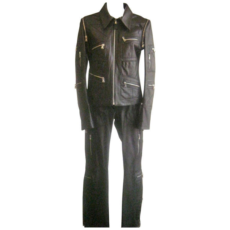 2000s Dolce & Gabbana Biker Chick Leather Suit