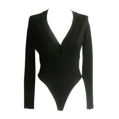 Vintage 1980s Azzedina Alaia Black Bodysuit