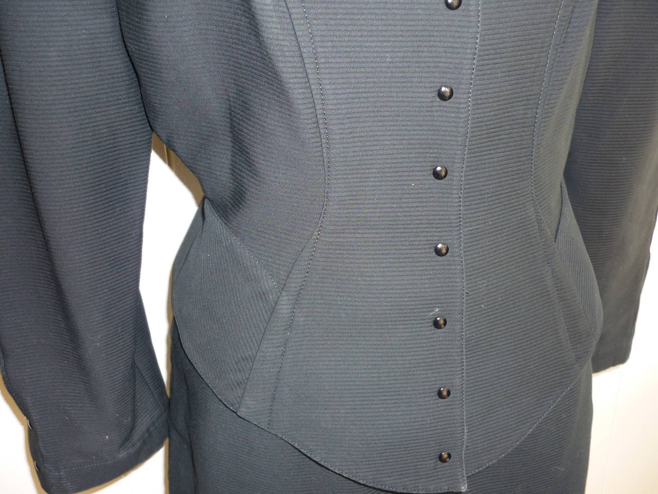 Thierry Mugler 1990s Black Ribbed Cotton Suit (42 Fr) In Excellent Condition In Port Hope, ON