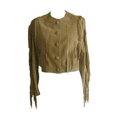 Vintage 1980s Moschino Leather Fringed Suede Jacket