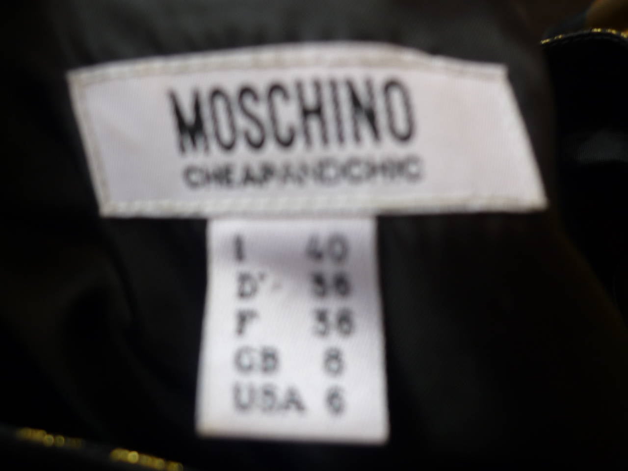 Moschino Cheap & Chic Black & Gold Metallic Silk Blend Dress (40 Itl) 2