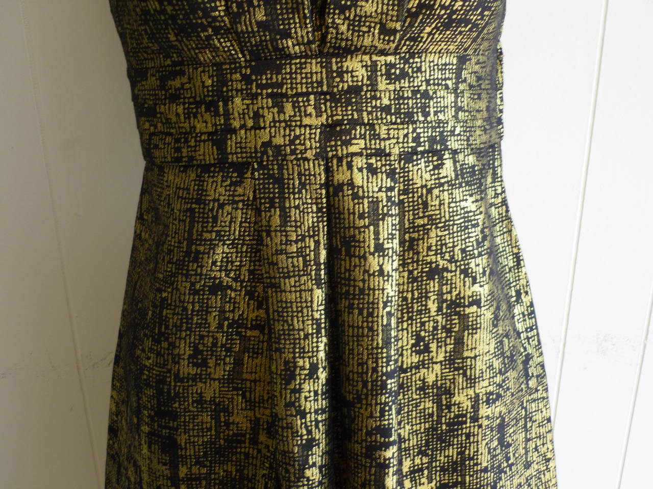 Women's Moschino Cheap & Chic Black & Gold Metallic Silk Blend Dress (40 Itl)