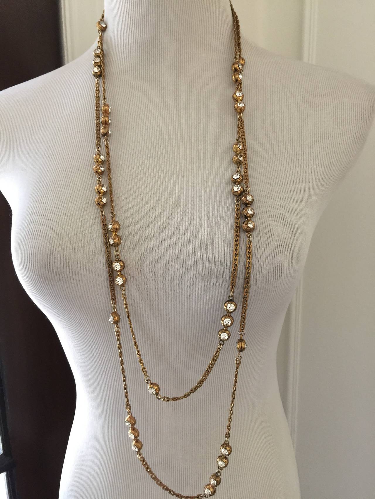 Chic Chanel Long Necklace with Crystals 1