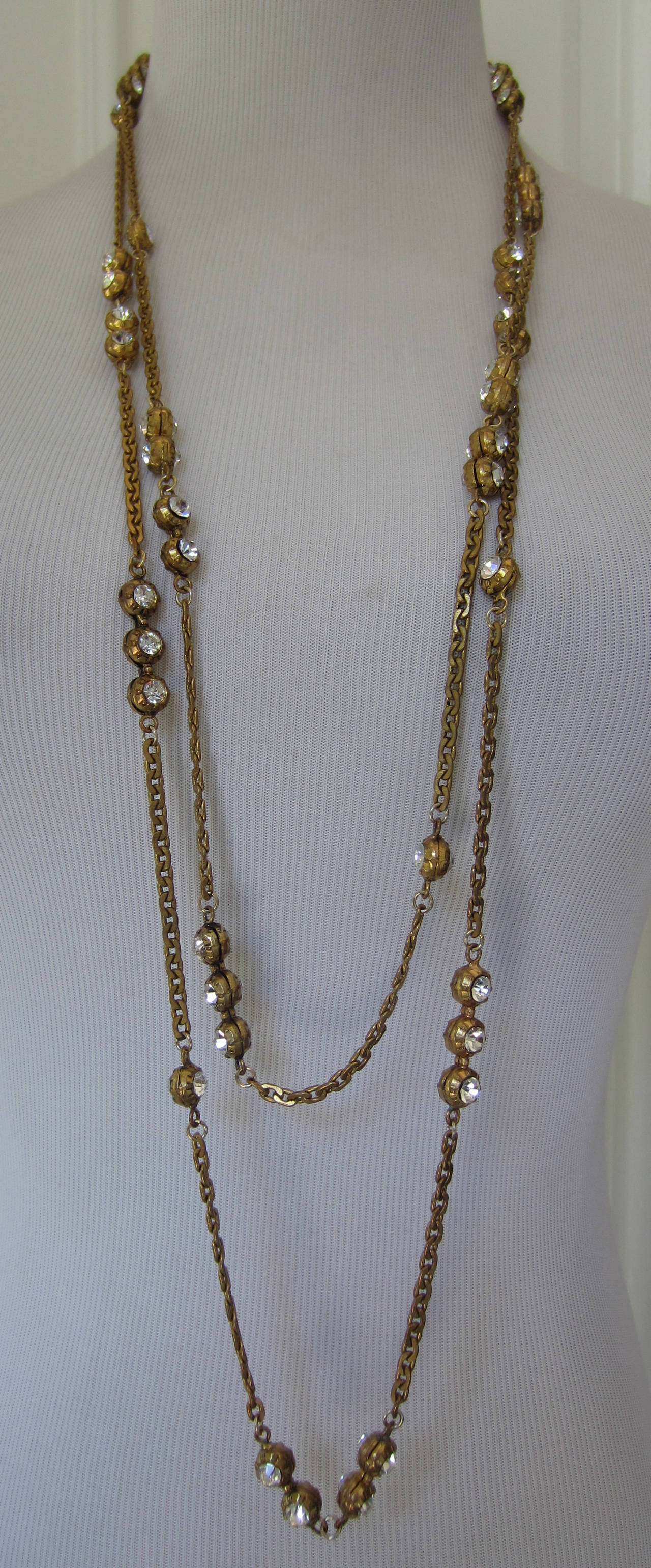 Modern Chic Chanel Long Necklace with Crystals
