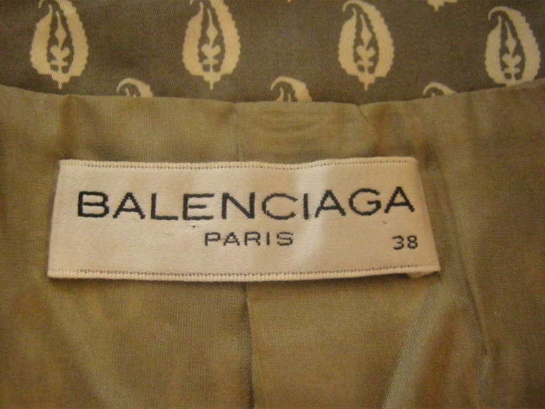 Brown 1980s Balenciaga Mixed Pattern Cotton Suit 38 Fr 36 Bust For Sale