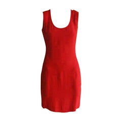 Vintage 1990s Dries Van Noten Simple Red Dress (38)
