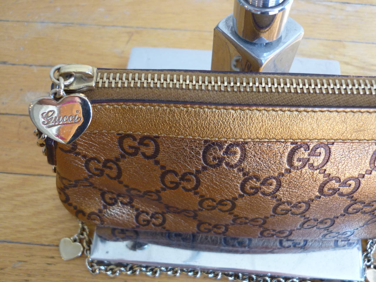 Gucci Guccissima Mettalic Gold Tone Pochette 4