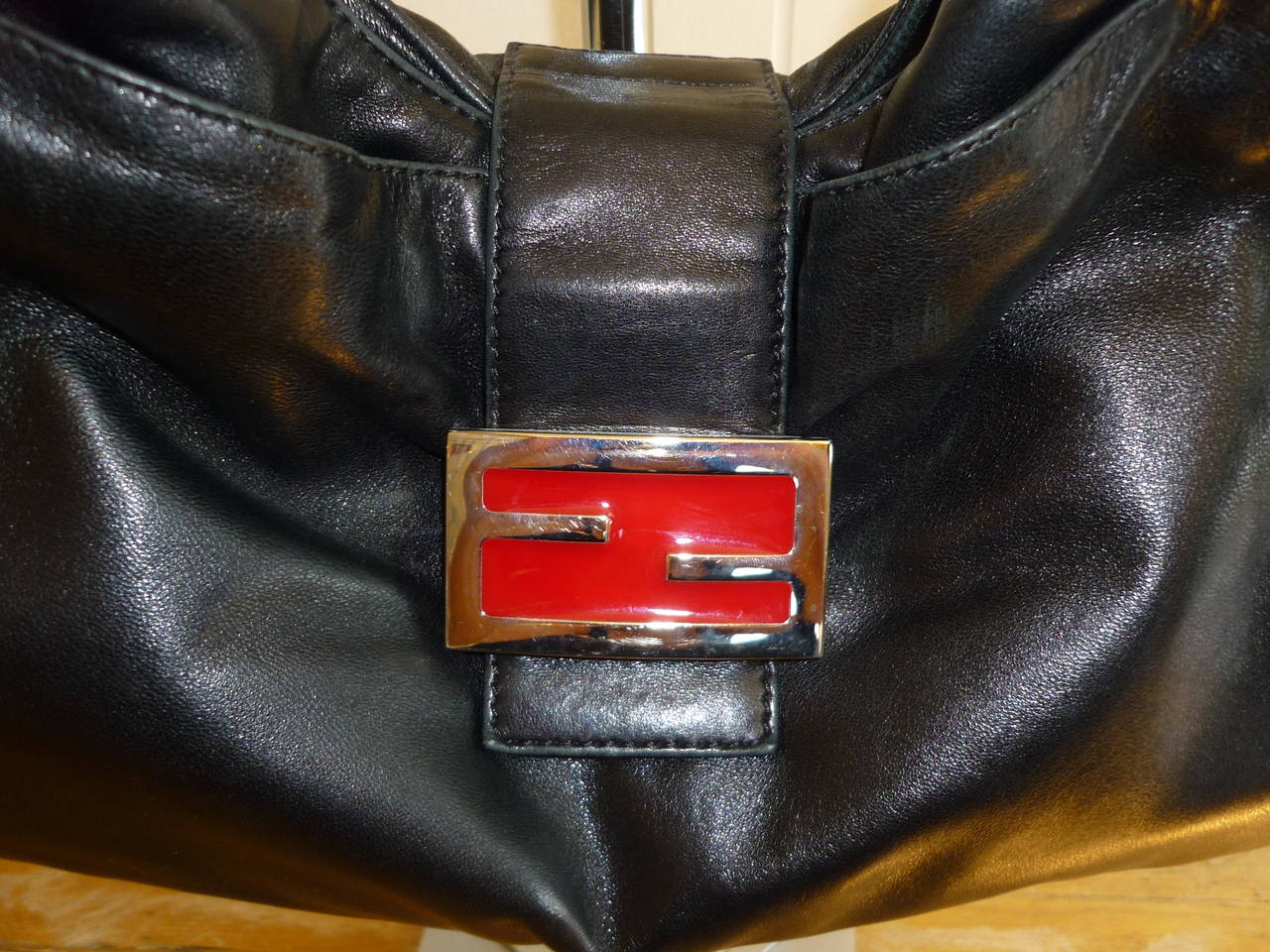 FENDI Soft Black Leather Hobo In Excellent Condition In Port Hope, ON