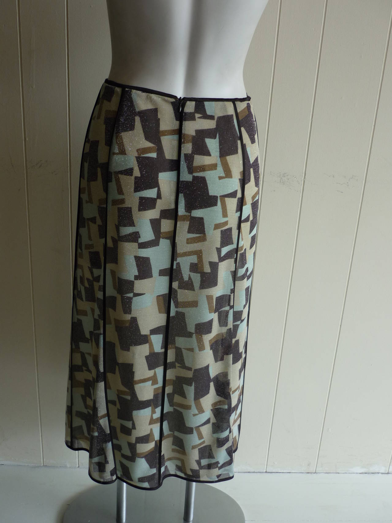 Cerruti 1881 Mettalic Geometric Design Skirt NWT (36 D)
