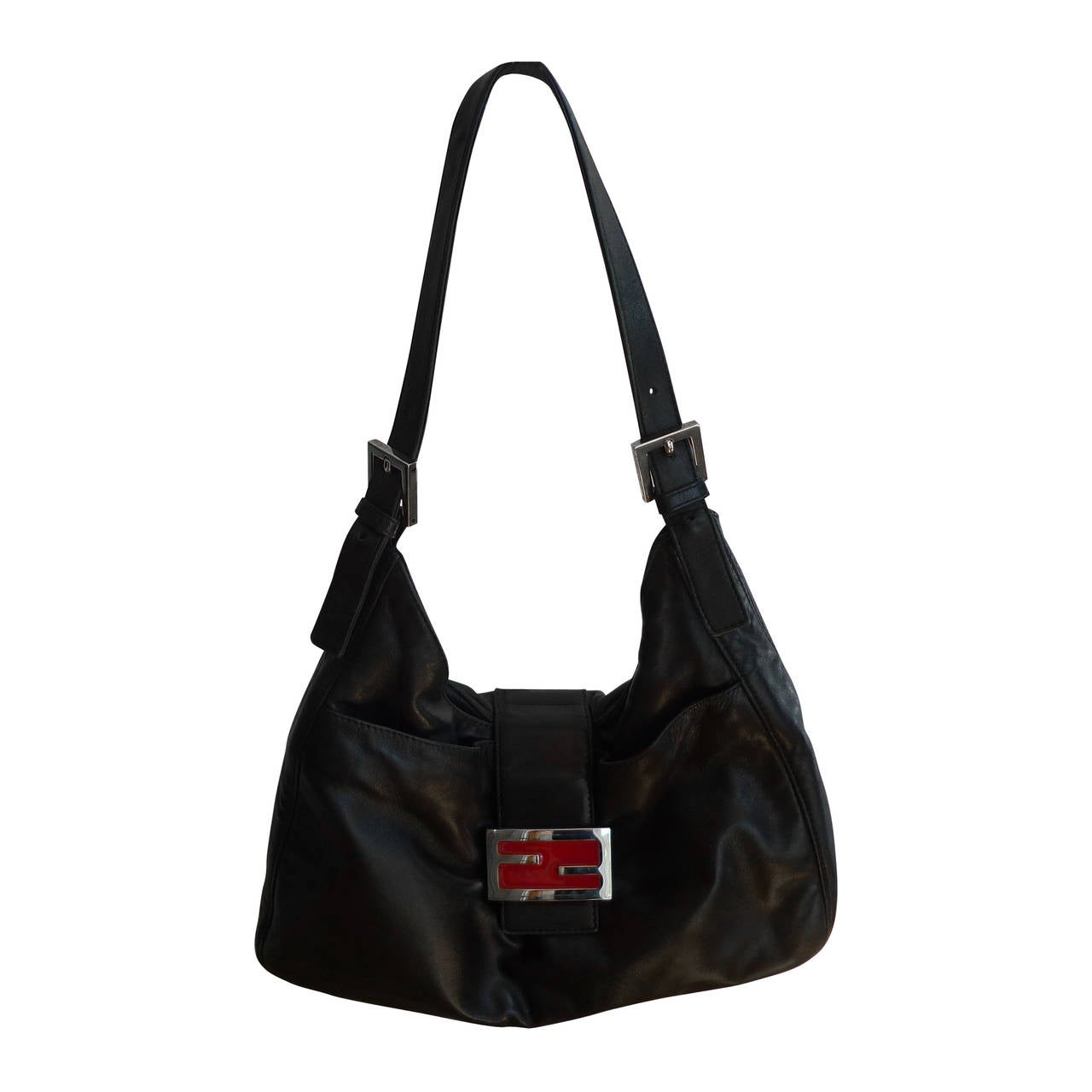 FENDI Soft Black Leather Hobo