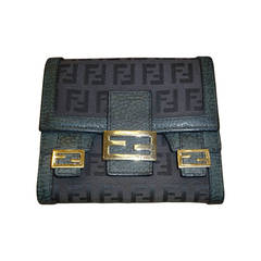 FENDI Dark Brown Zucca Jacquard and Leather Wallet with Vintage Agenda Bonus