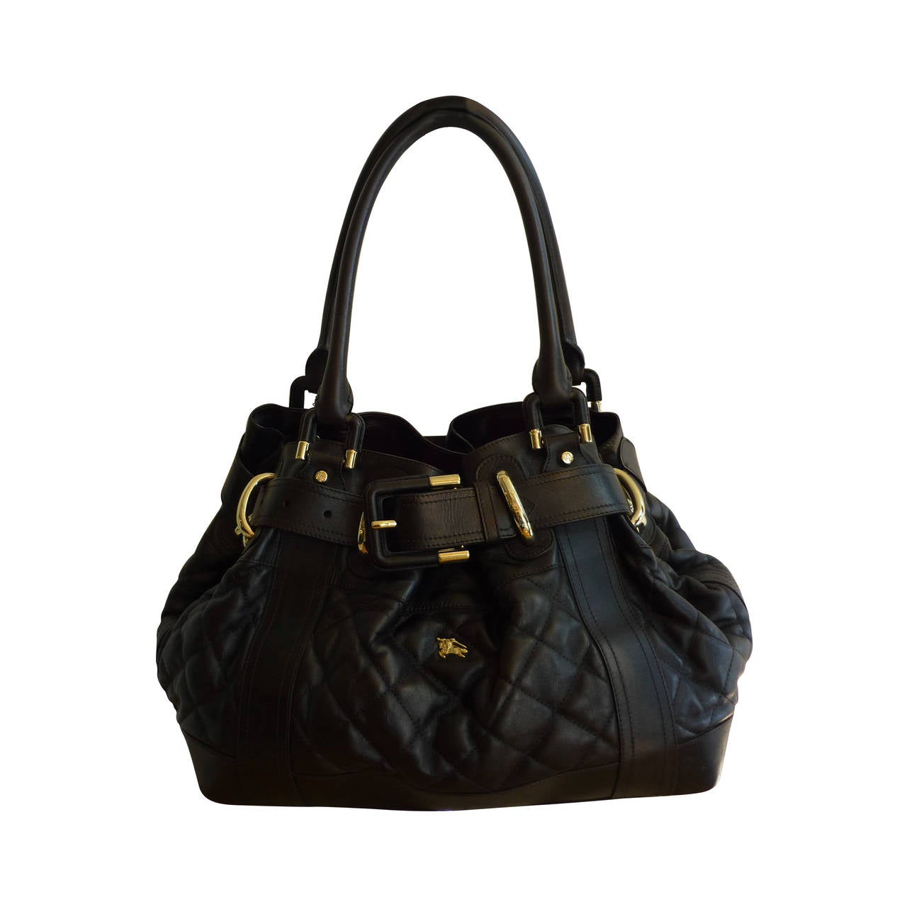 Burberry Brown Quilted Leather "Beaton" Large Tote