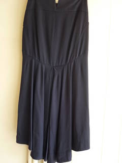 1980s Claude Montana Navy Blue Wool Bustle Skirt (40 ITL)
