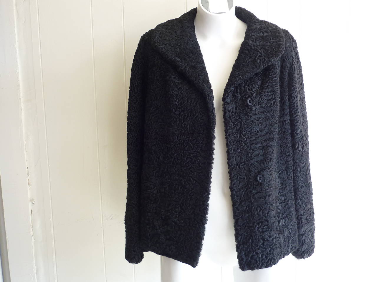 1940s - 50s Black Persian Lamb Jacket 6-8