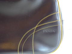 Prada Brown Leather Lock Key Doctor Bowling Bag