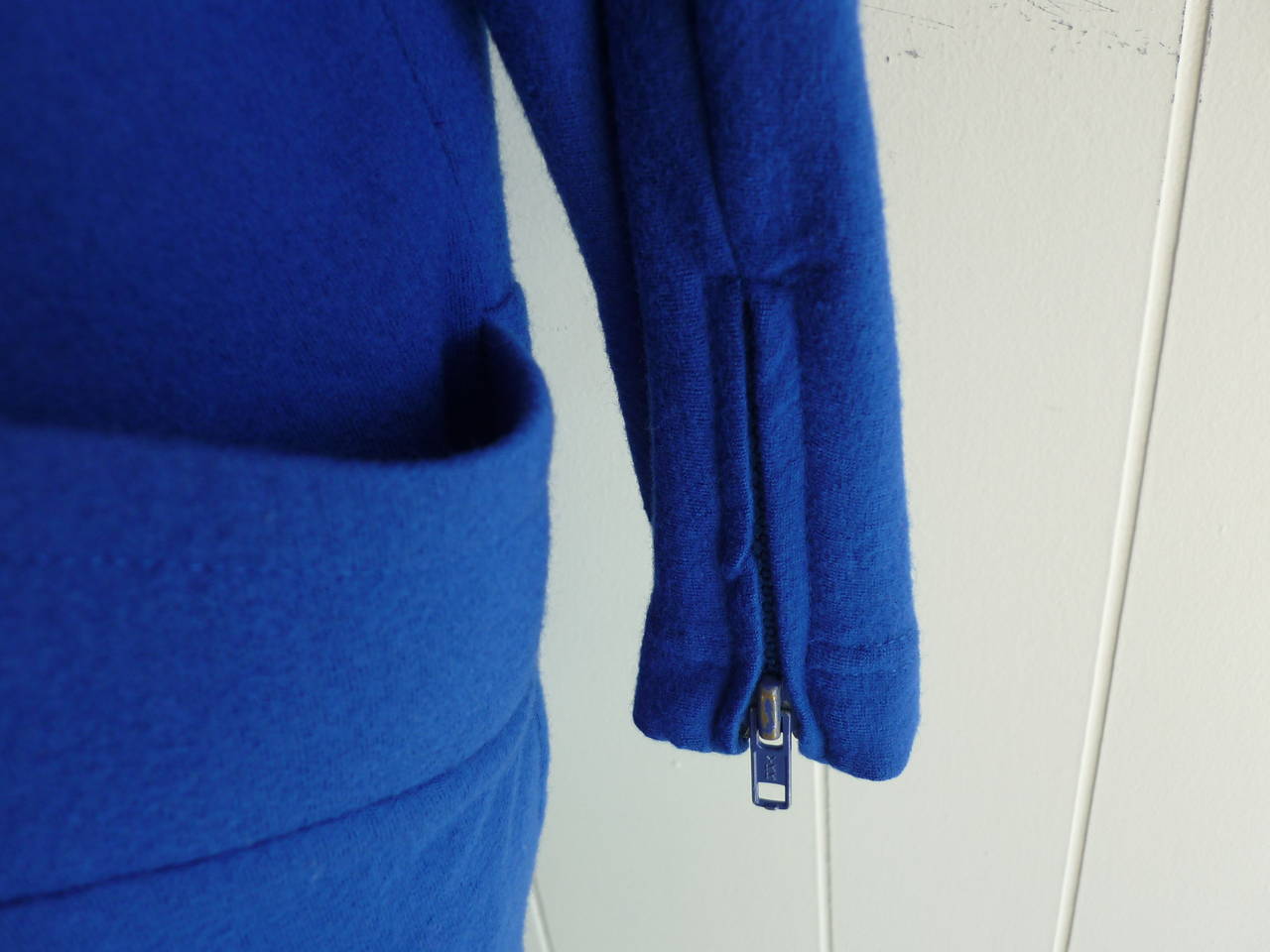 Women's 1990s Byblos Cobalt Blue Wool Dress  (44 Itl)