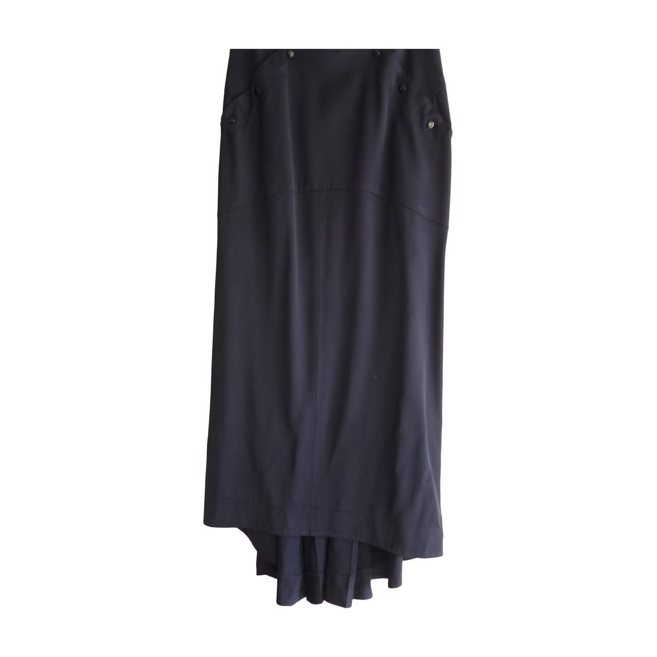 1980s Claude Montana Navy Blue Wool Bustle Skirt (40 ITL) For Sale