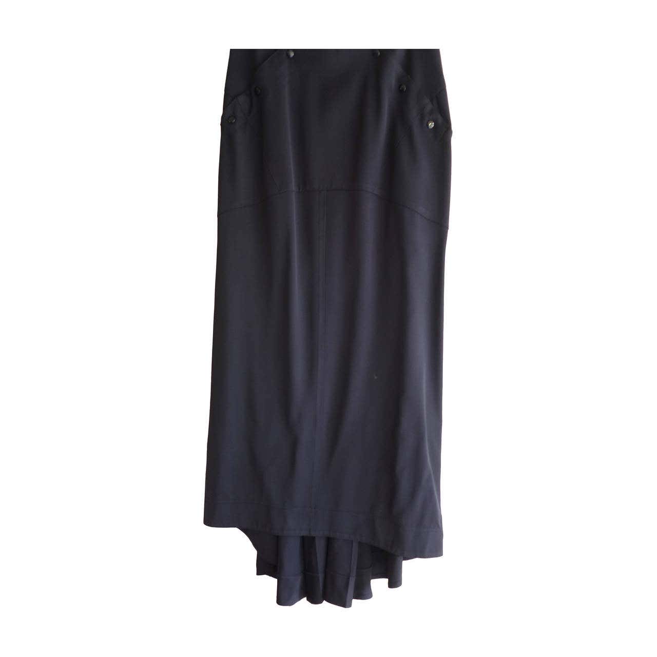1980s Claude Montana Navy Blue Wool Bustle Skirt (40 ITL) For Sale at ...