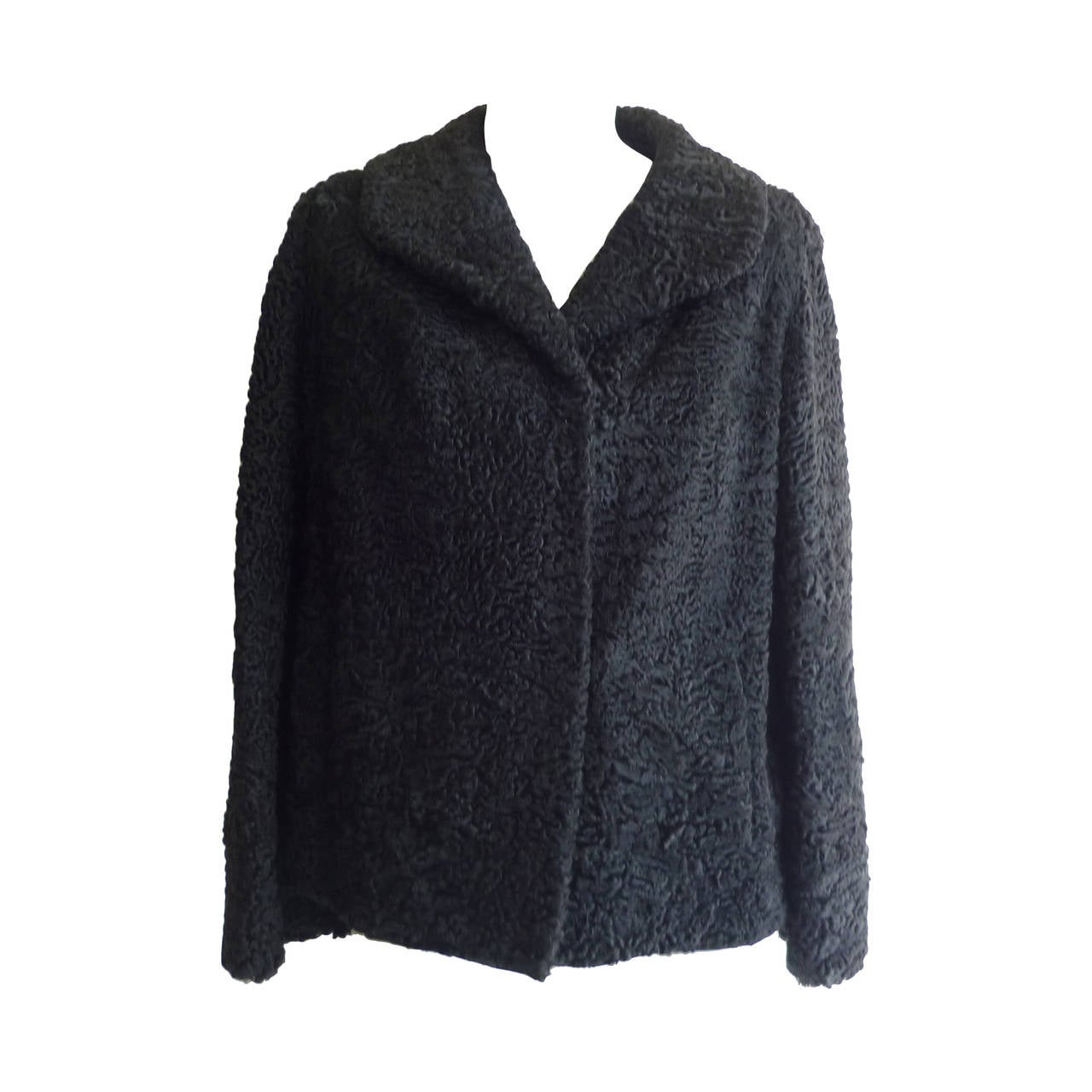 1940s - 50s Black Persian Lamb Jacket 6-8