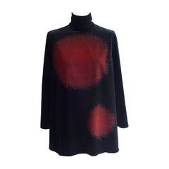 Tokuko 1er Vol Black Velvet Tunic with Red Splash Design Tunic