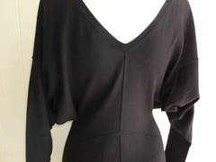 1980s Alaia Black Wool Dress with Butterfly Sleeves
