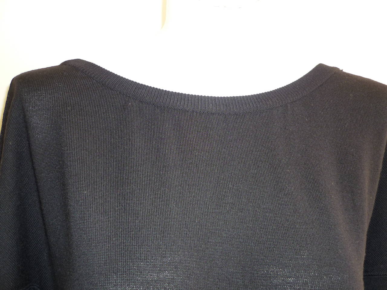 1980s Alaia Black Wool Dress with Butterfly Sleeves 4