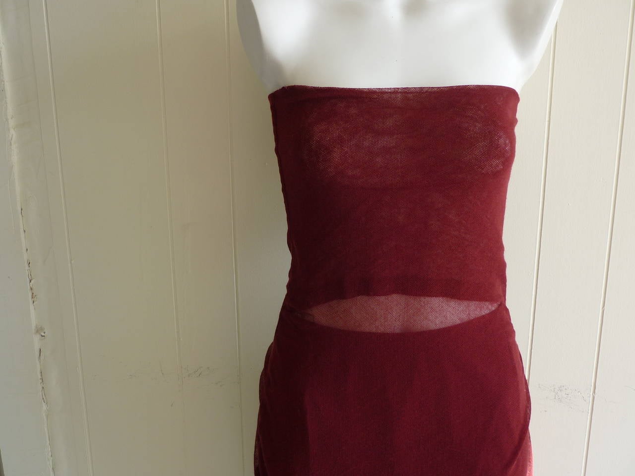 Women's Stunning Dries Van Noten 1990s Sheer Mesh Maxi Dress w/ Cotton Skirt