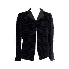 Elegant A.K.R.I.S Black Horizontal Ribbed Velvet Jacket (10 US) 11