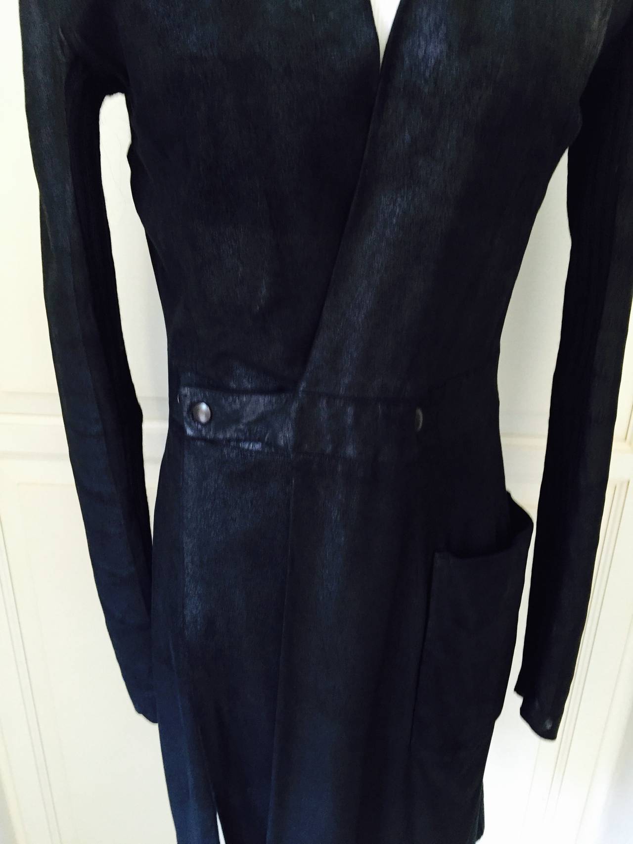 Coveted Rick Owens Washed Leather Wrap Coat Est. S In Excellent Condition In Port Hope, ON