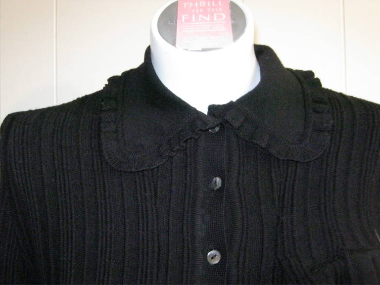 Women's Couture Givenchy Black Wool Ribbed Cardigan