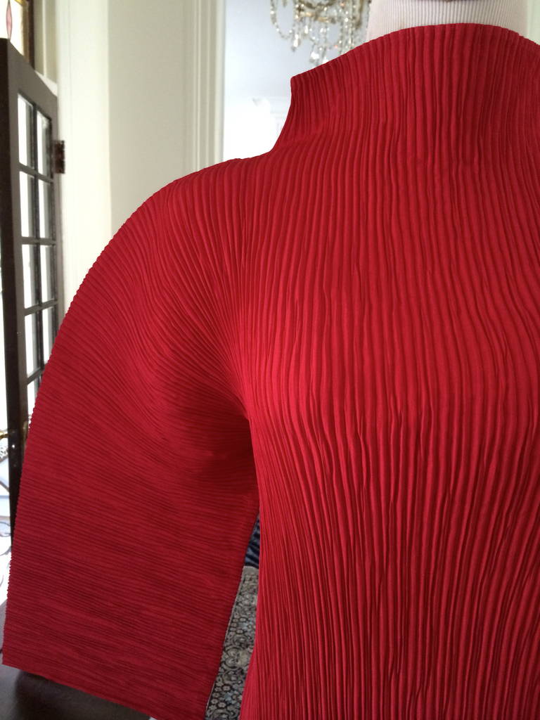 pleats please red dress